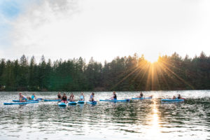 taking a much deserved rest on their stand up paddle boards lacamas lake wa